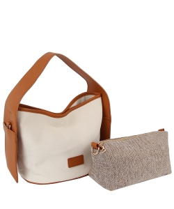 Canvas Colorblock 2-in-1 Satchel LP096-Z BROWN